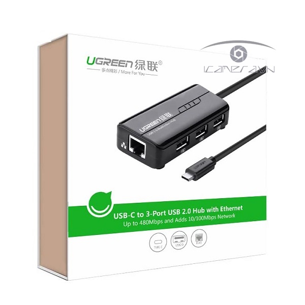 Cáp USB Type C to Lan và 3 cổng USB 2.0 Ugreen 30289