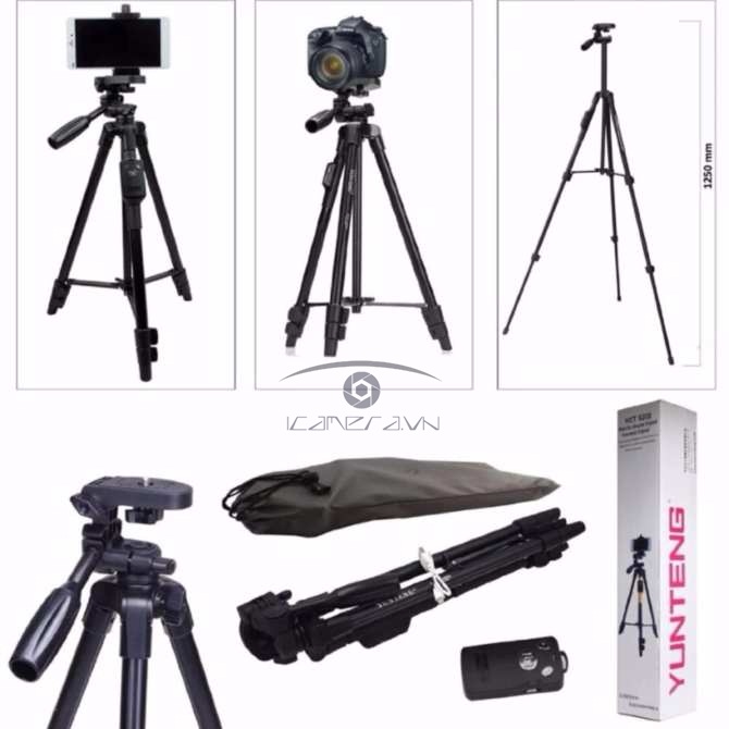 Chân tripod Yunteng VCT-5208 cho máy ảnh, điện thoại kèm điều khiển Bluetooth