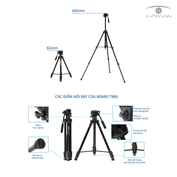 Chân tripod cho máy ảnh Benro T980