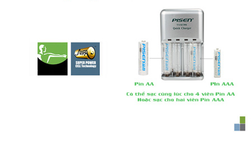 Sạc Pisen TS – KC006 dùng cho Pin Ni-MH AA/AAA