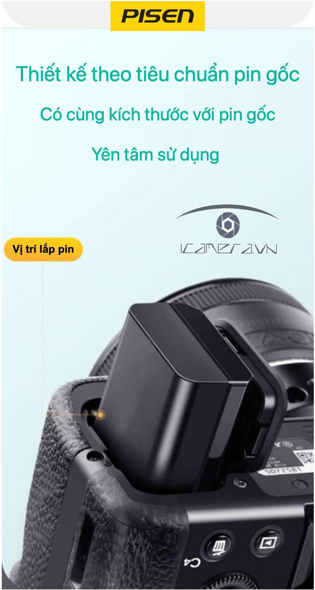 Bộ combo pin sạc Pisen cho máy ảnh Sony FW50 