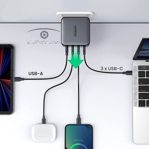 Củ sạc nhanh 100W 3 USB Type C, 1 USB Type A hỗ trợ GaN Ugreen 40737