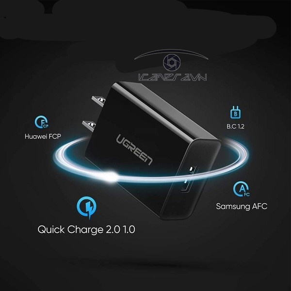 Củ sạc nhanh 18W cổng USB hỗ trợ Quick Charge 3.0 Ugreen 60495