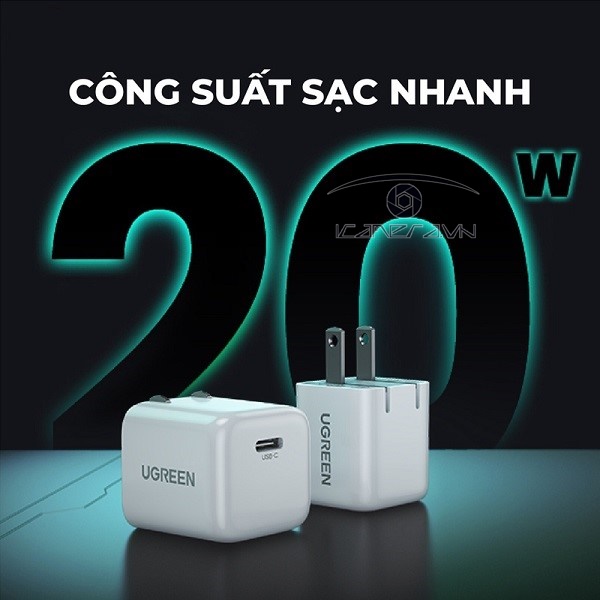 Củ sạc nhanh 20W chuẩn USB Type C, kèm dây cáp C to Lightning 1,5m Ugreen 30313