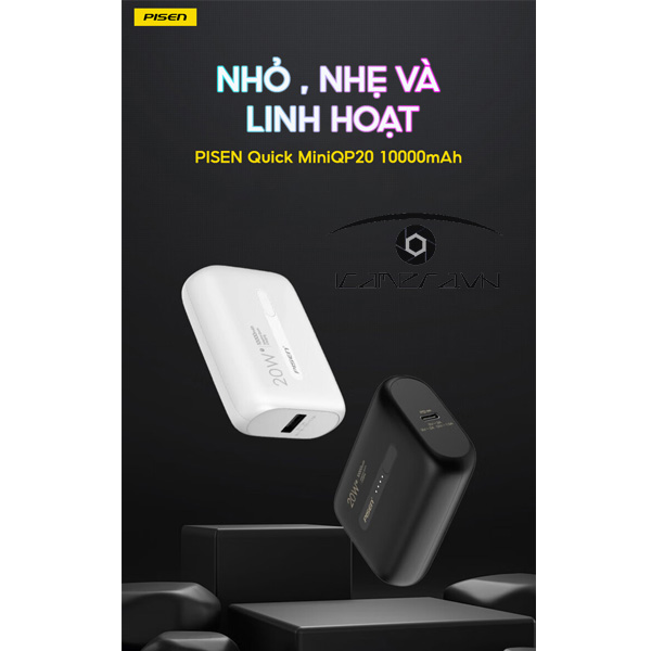 Pin dự phòng siêu nhỏ 20W Pisen Quick Mini QP20 10000mAh TS-D304