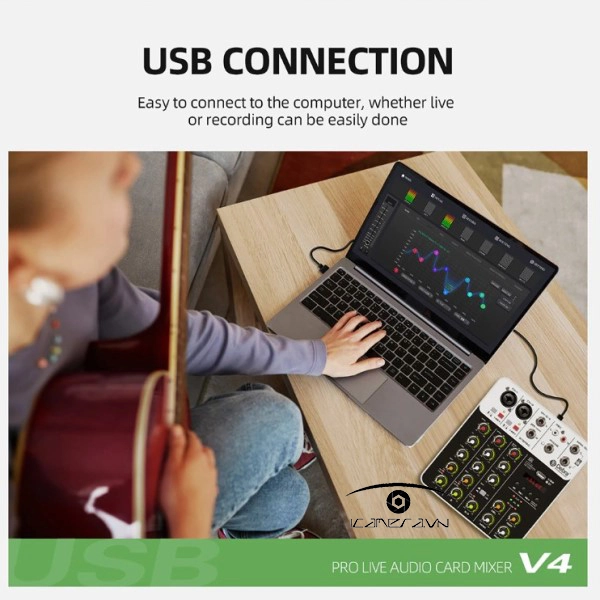  Mixer liền Sound Card thu âm karaoke Debra V4