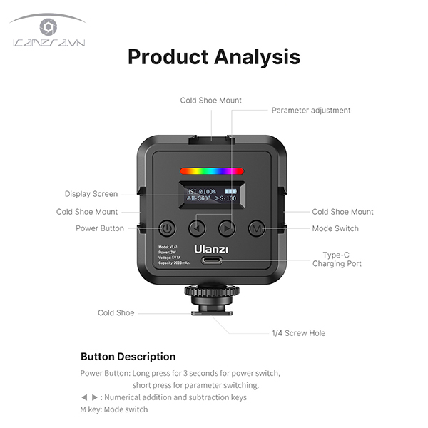 Đèn led RGB Studio Ulanzi VL61 8W Mini Video