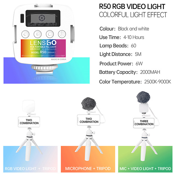 Đèn led RGB Lensgo R50 video light