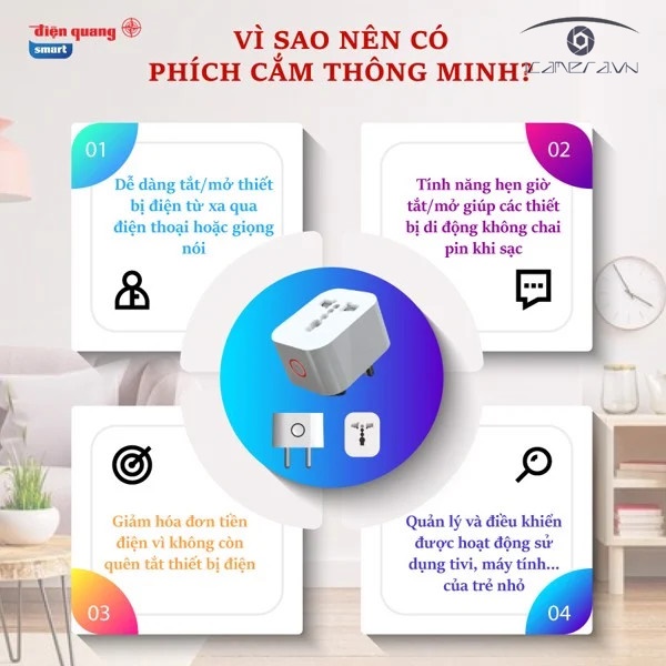 Phích Cắm Thông Minh Điện Quang Apollo ĐQ SP1.1 01 WiFi (Kiểu 1 lỗ, sử dụng WiFi)