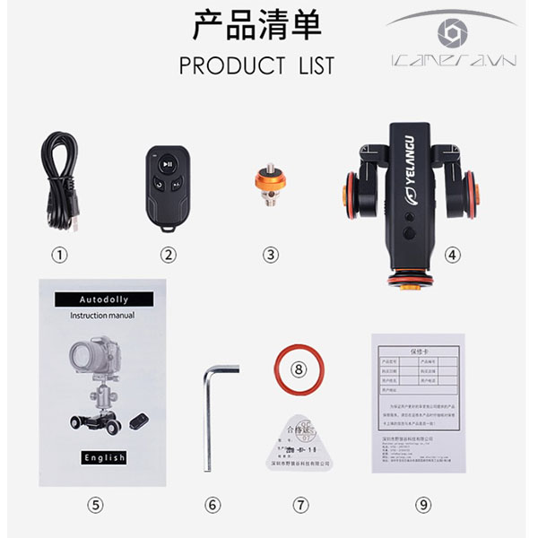 Dolly điện Yelangu L4X kèm điều khiển từ xa