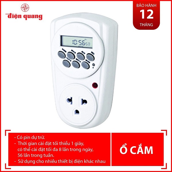 Ổ cắm hẹn giờ Điện Quang ĐQ ESK DT08 W 13 