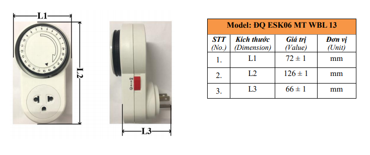 Ổ cắm hẹn giờ Điện Quang ĐQ ESK MT06 WBL 13