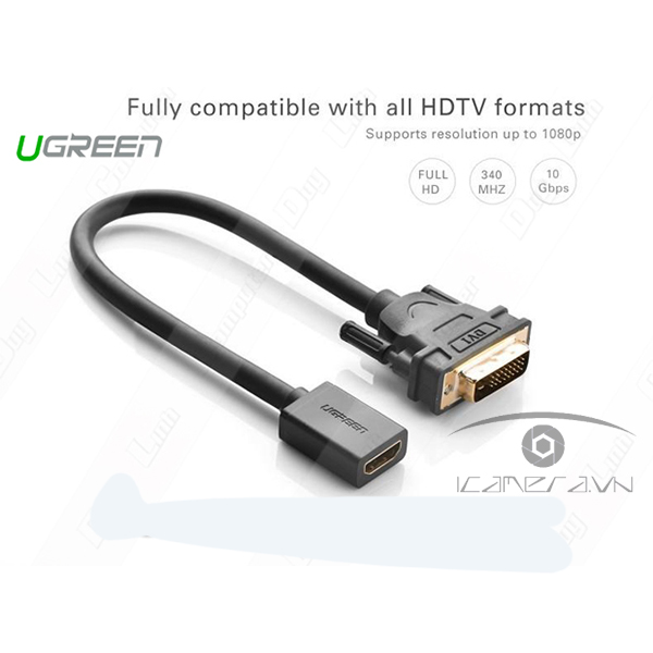 Cáp nối DVI (24+1) to HDMI chính hãng Ugreen 20118