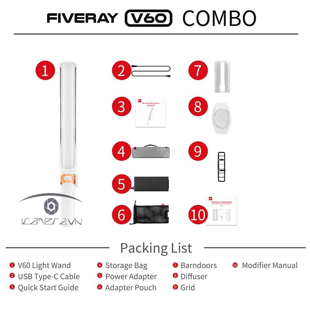 Đèn Led Zhiyun FIVERAY V60 Combo