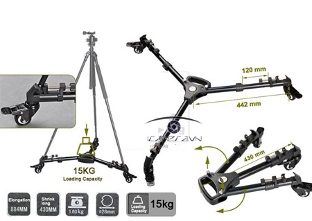 Floor Dolly chân bánh xe chạy hỗ trợ quay phim cho tripod Yunteng YT-900