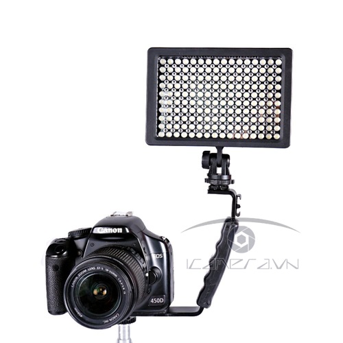 Báng tay cầm chữ L với 2 gá flash hot shoe và ốc 1/4inch