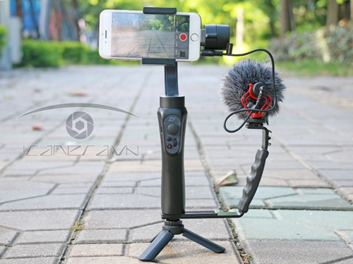 Báng tay cầm chữ L với 2 gá flash hot shoe và ốc 1/4inch