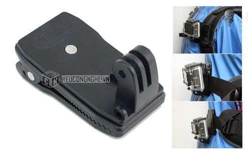 Gá kẹp Camera Gopro Hero, SJCAM lên thành bàn, dây đeo balo Gopro Clip