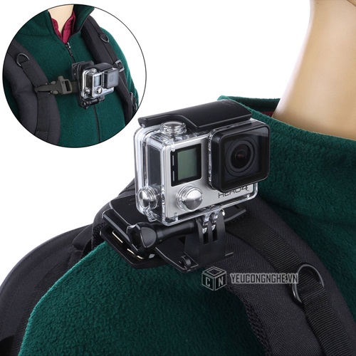 Gá kẹp Camera Gopro Hero, SJCAM lên thành bàn, dây đeo balo Gopro Clip