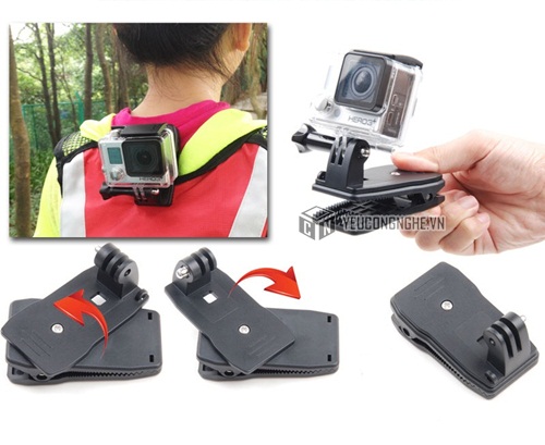 Gá kẹp Camera Gopro Hero, SJCAM lên thành bàn, dây đeo balo Gopro Clip