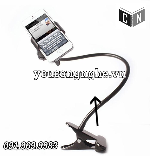 Giá đỡ điện thoại kẹp trên bàn, thành giường (thân sắt 70cm, chân phủ sơn)