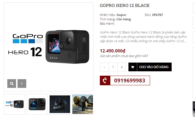 đặt hàng gopro hero 12 black tại icamera