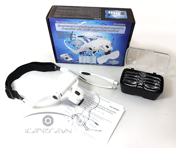 Kính lúp đeo mắt hỗ trợ tầm nhìn thấp kèm 2 đèn LED NO.9892B2