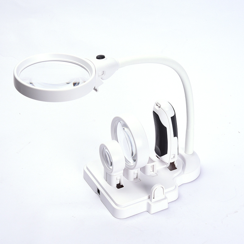 Bộ kính lúp 2X 5X 16X cầm tay hoặc để bàn kèm đèn LED NO.7760