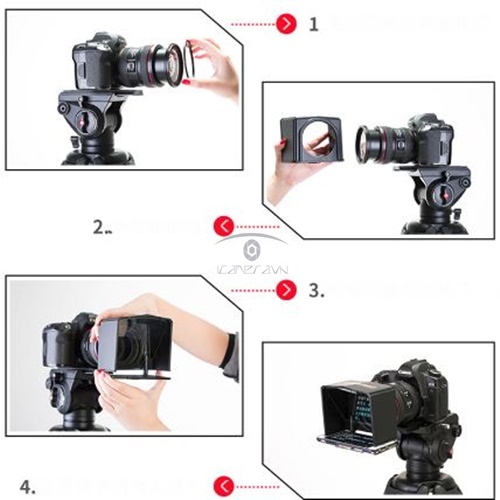 Máy nhắc chữ mini Telepromter T1 kèm điều khiển cho vlogger, quay tin tức
