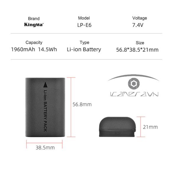 BỘ 2 PIN 1 SẠC ĐÔI VER 3 KINGMA CHO CANON LP-E6