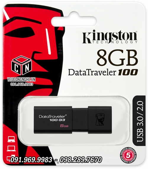 USB Kingston 8GB 3.0/2.0 chính hãng DataTraveler DT100G3