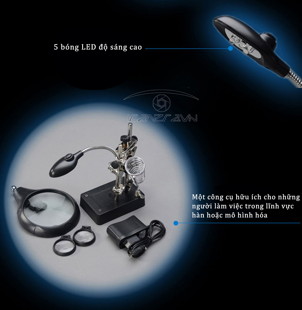 Bộ kính lúp sửa chữa đa năng 5 bóng LED MG16129-C