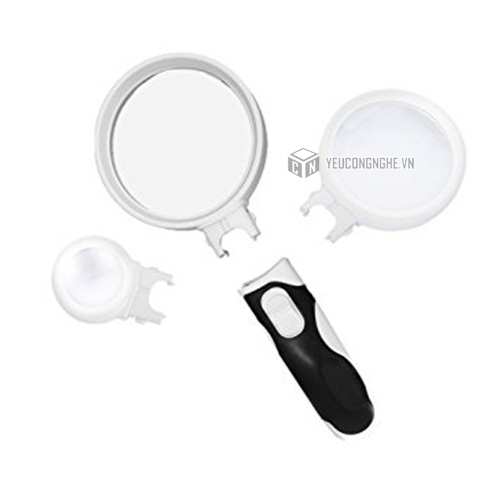 Kính lúp cầm tay 2 đèn led  zoom 2.5x , 5x và 16x ML-301