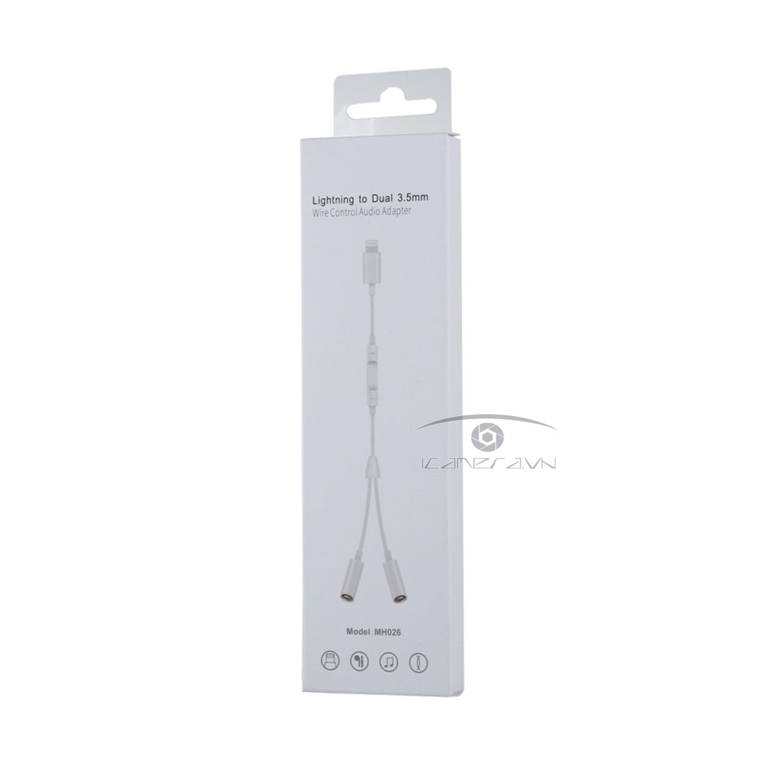 Cáp chuyển đổi cổng Lightning ra 2 cổng âm thanh 3.5mm tích hợp bộ điều chỉnh âm lượng MH026