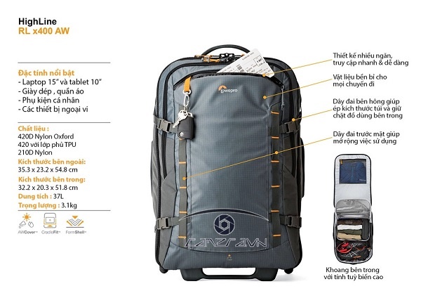 Vali du lịch Lowepro Highline RL x400 AW - LP36971