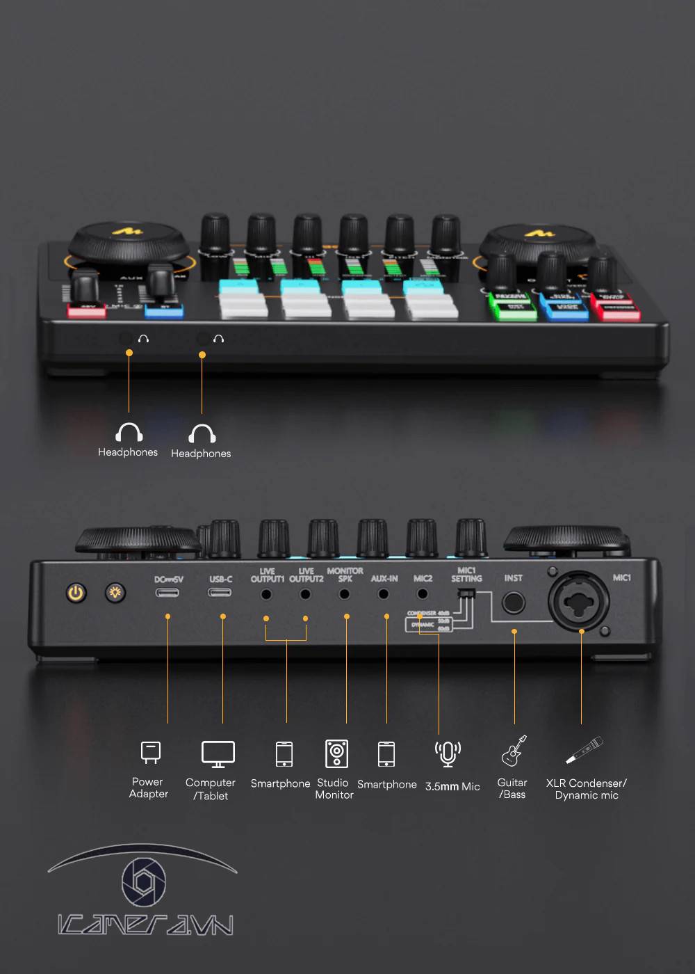 Bộ trộn âm thanh soundcard mixer Maono AME2