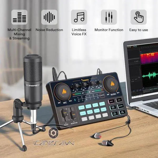 Bộ trộn âm thanh soundcard mixer Maono AM200S1 (bao gồm micro)