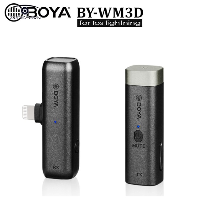 Mic thu âm không dây Boya BY-WM3D cho điện thoại iPhone Lightning IOS 2.4Ghz