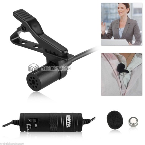 Mic thu âm cài áo cho điện thoại, máy ảnh DSLR, máy quay Boya By-M1