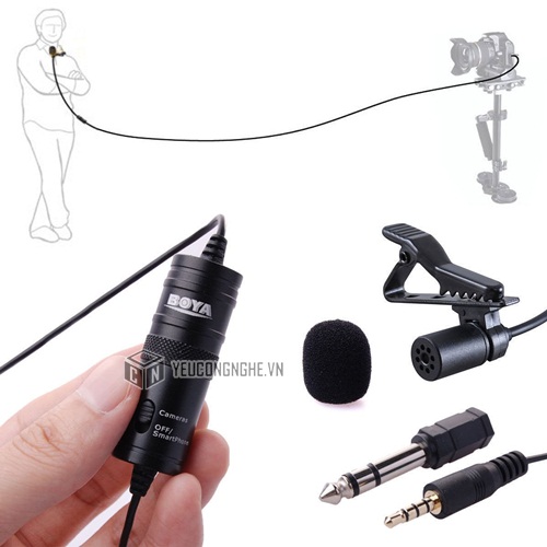 Mic thu âm cài áo cho điện thoại, máy ảnh DSLR, máy quay Boya By-M1