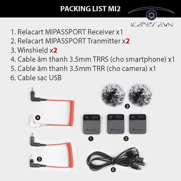 Micro thu âm không dây RELACART MIPASSPORT Mi2
