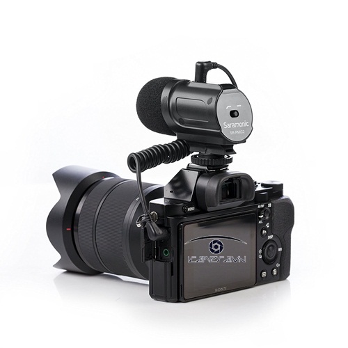 Mic thu âm Saramonic SR-PMIC2 Mini Stereo Condenser Microphone cho DSLR Camera, máy quay