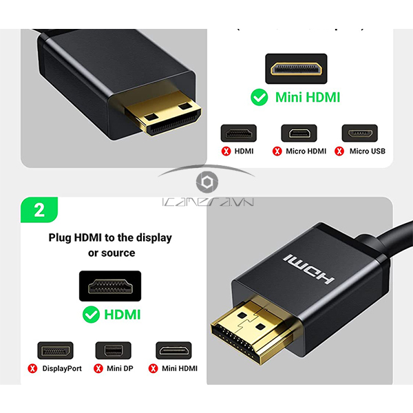 Cáp Mini HDMI to HDMI 1M Chính hãng Ugreen 10195