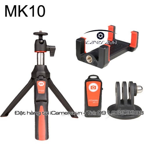 Mini Tripod Chân máy Mefoto cho gopro, điện thoại kèm điều khiển chụp ảnh MK10