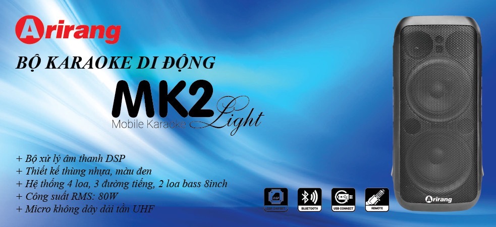Loa và mic Karaoke di động Arirang MK2 Light chính hãng