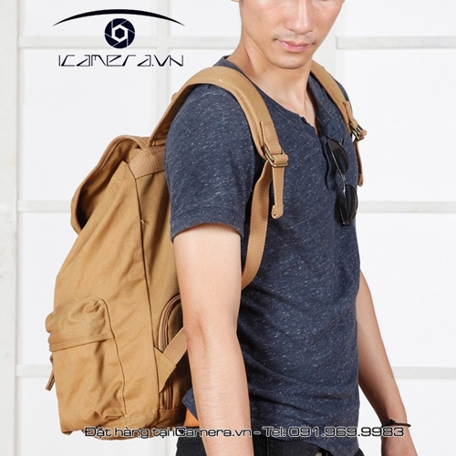 Ba lô kèm túi đựng máy ảnh chống nước Caden F5 vải Cotton Canvas