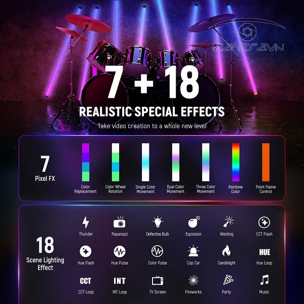 NEEWER TL120C RGB Tube Light with APP/2.4G/DMX Control