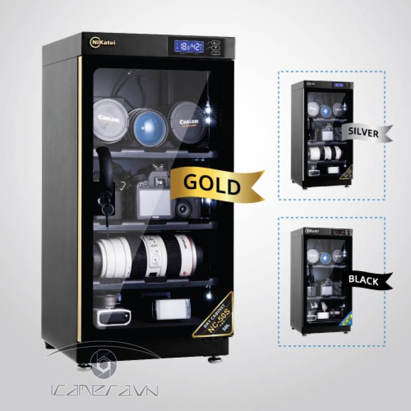 Tủ chống ẩm cao cấp Nikatei NC-50S Gold/Silver (50 lít - tự động)