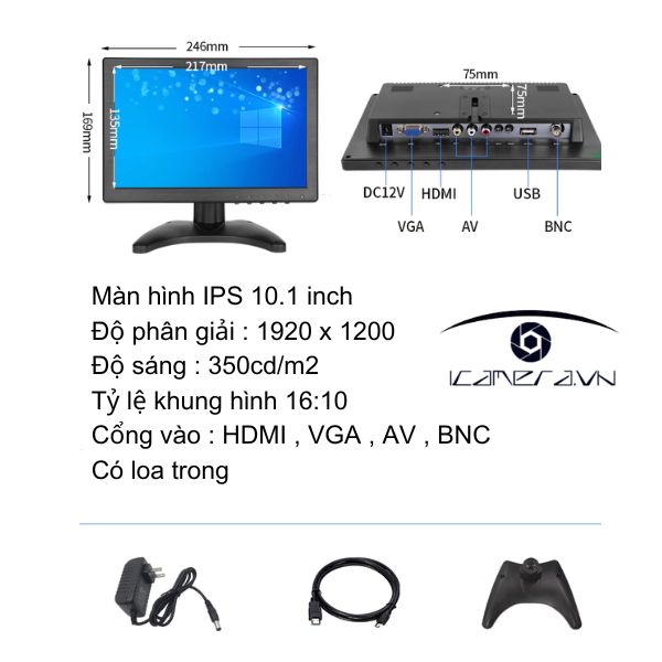 Màn hình LCD 10.1 inch HDMI  HD 1280x1200 IPS có loa