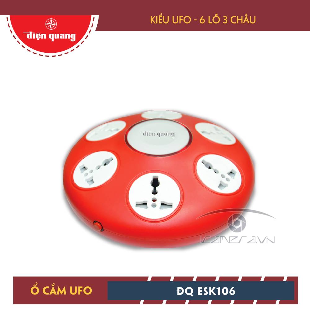 Ổ cắm Điện Quang ĐQ ESK.106 ( Kiểu UFO 6 lỗ 3 chấu )